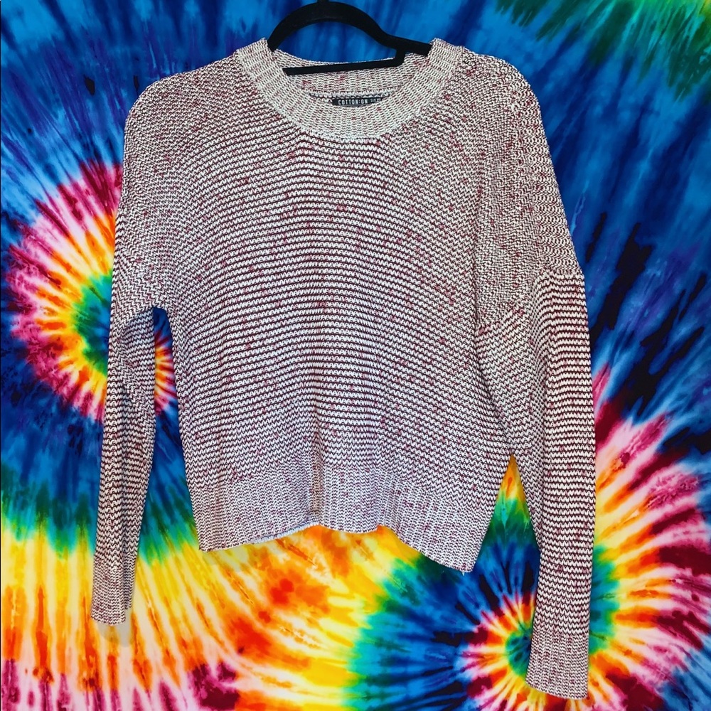 Cotton On Burgandy/White Knitted Sweater XS